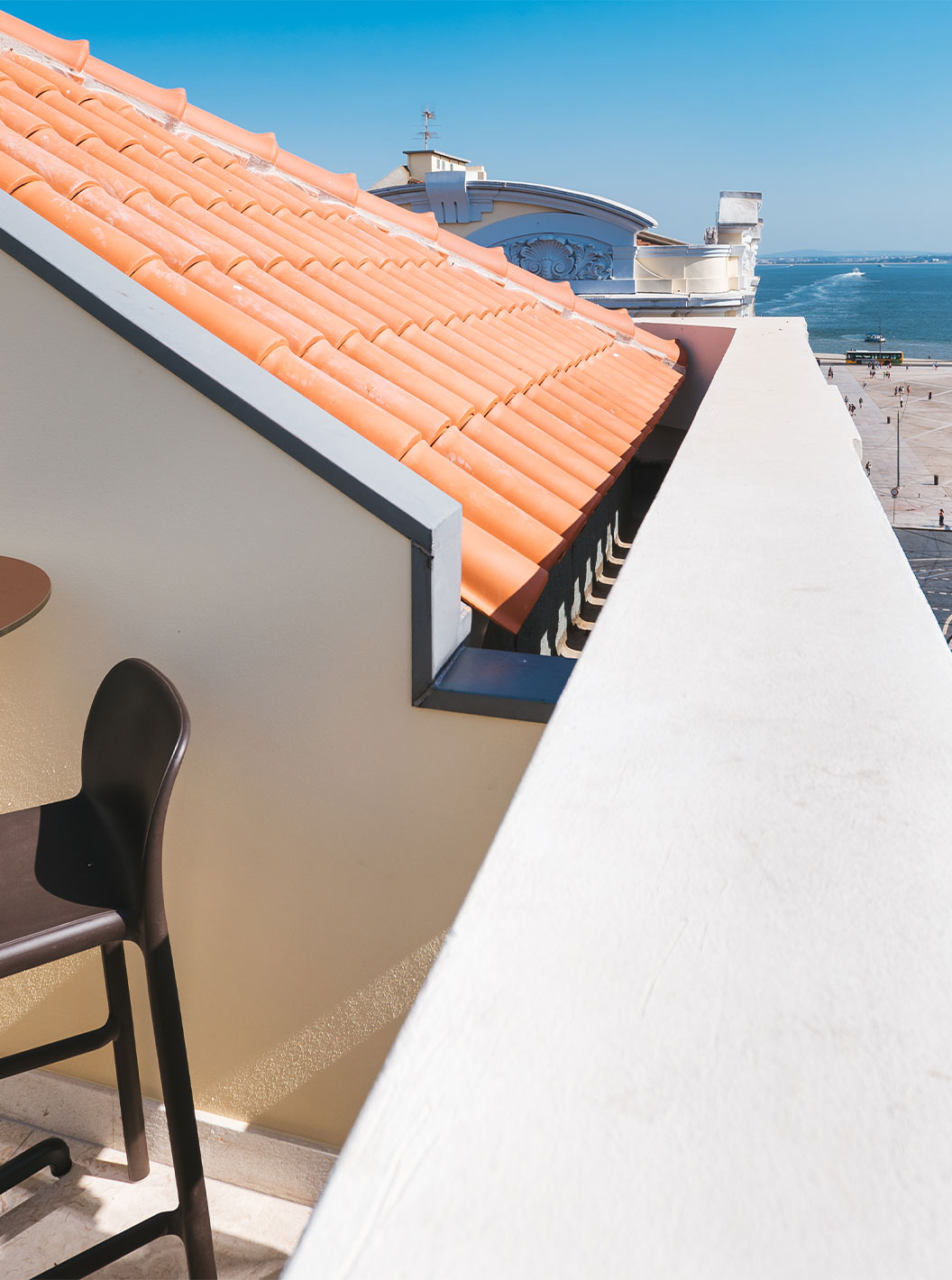 The CR7 Suite at Pestana CR7 Lisboa has a rooftop balcony with views over the Tagus River