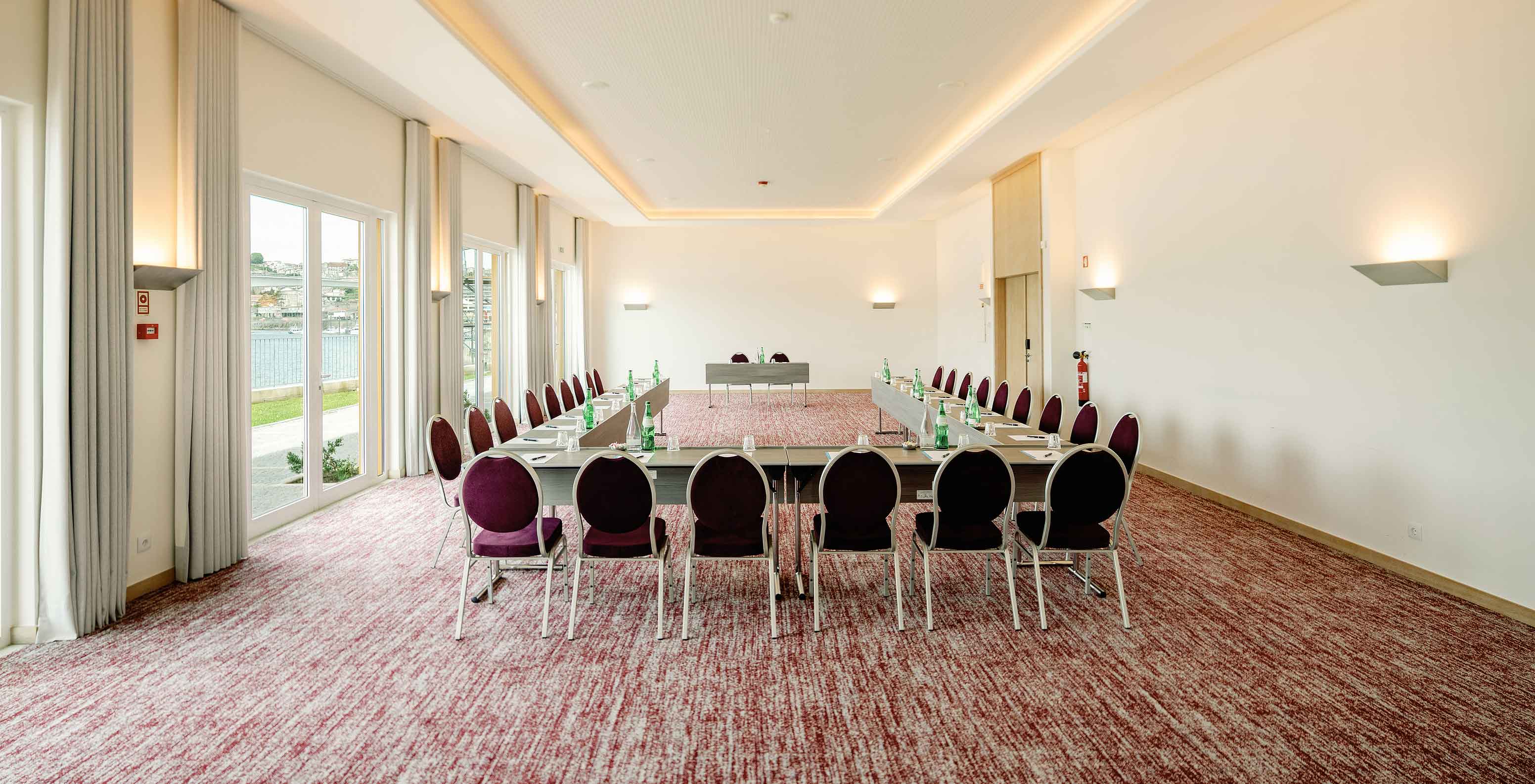 Douro III room with U-shaped tables at Pestana Douro Riverside Hotel with Pool by the Douro River