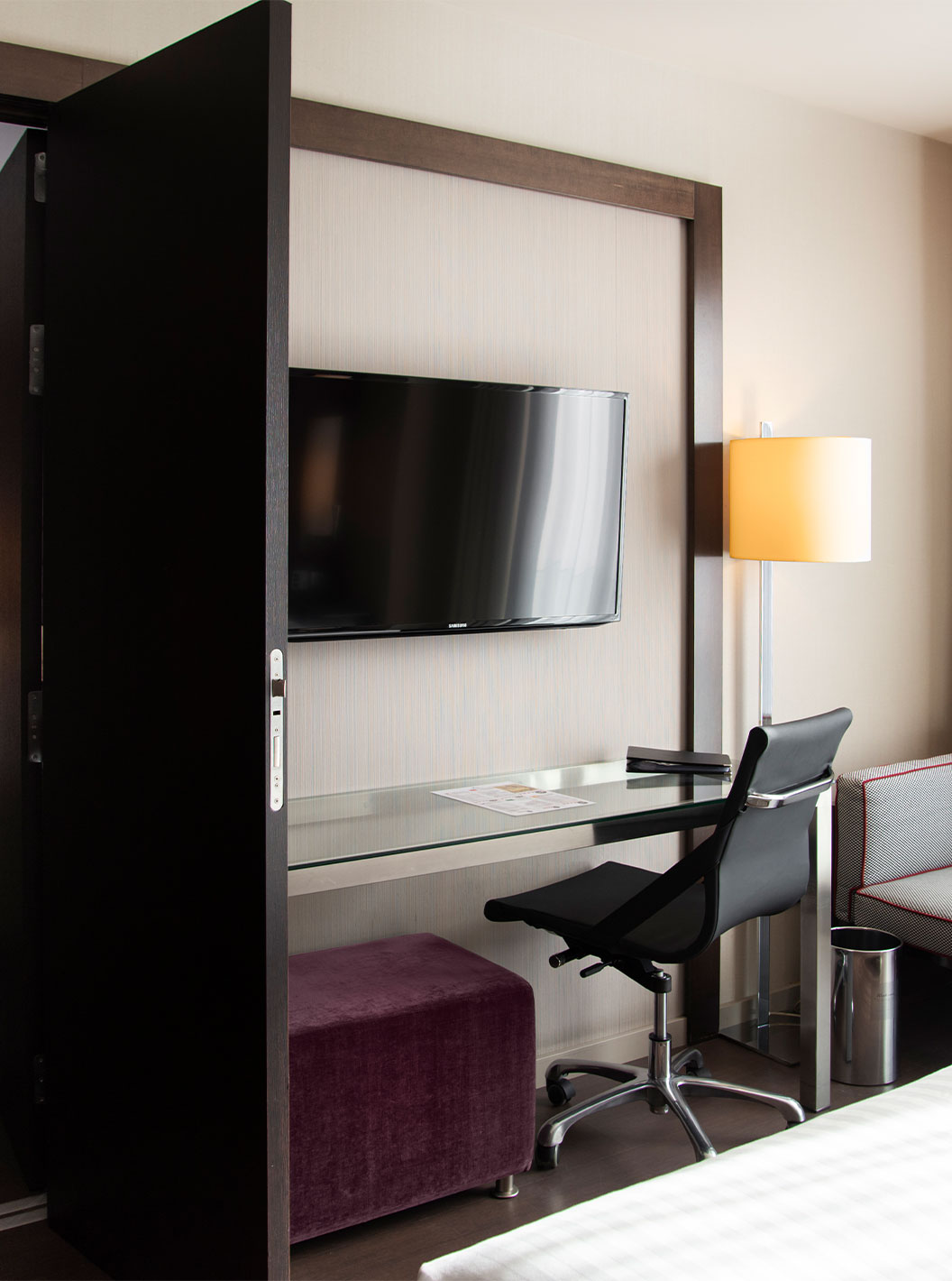 Large Family Room at Pestana Arena Barcelona has two rooms with connecting doors, and two double beds in each room