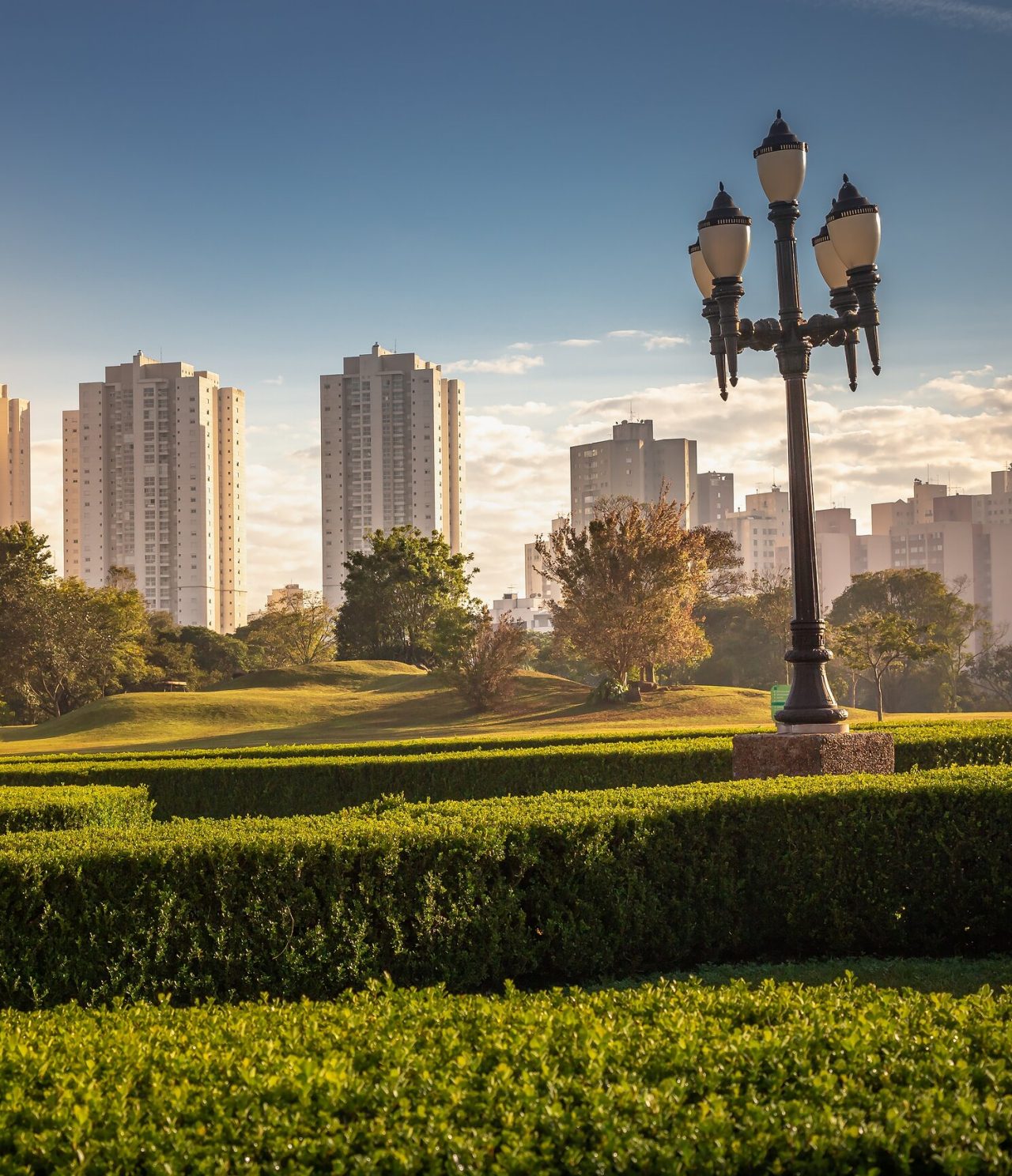 Grote en indrukwekkende groene ruimtes in contrast met de moderne stedelijke architectuur van Curitiba