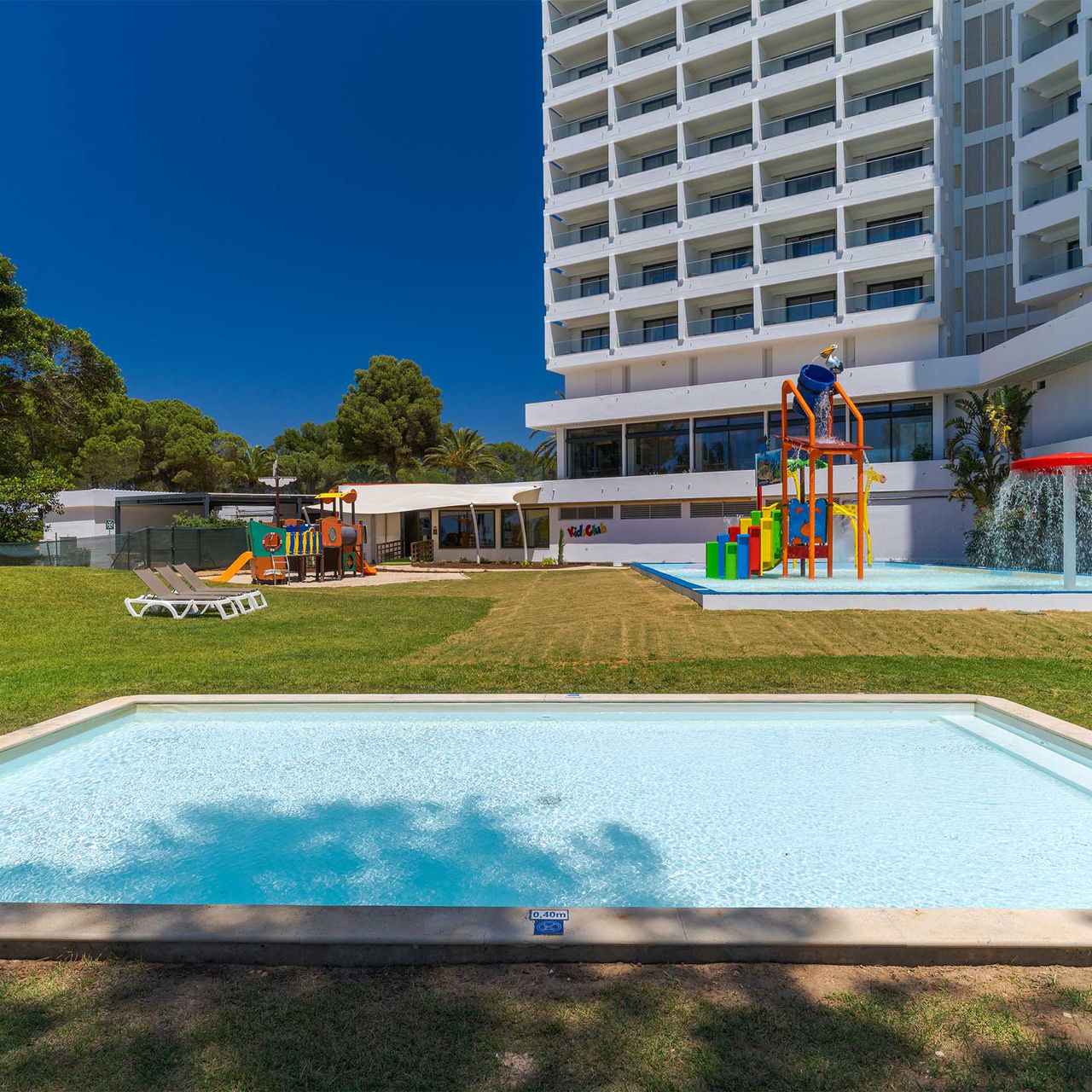 Kids' area with pool and various slides at Pestana Blue Alvor Beach, an all-inclusive hotel in Algarve